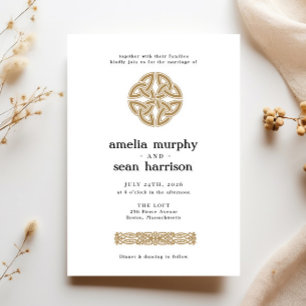 Irish Celtic Knot Gold Wedding Einladung