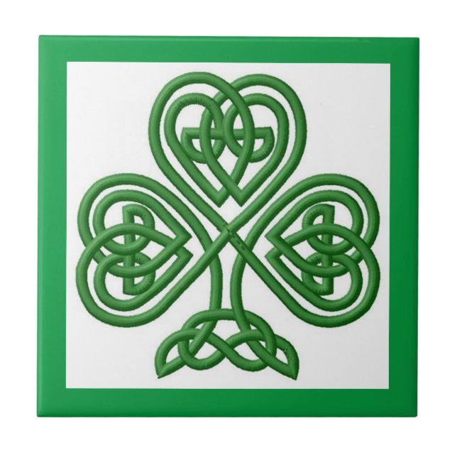 Irish Celtic Knoten Design Kleeblatt Keramik Tile Fliese (Vorderseite)