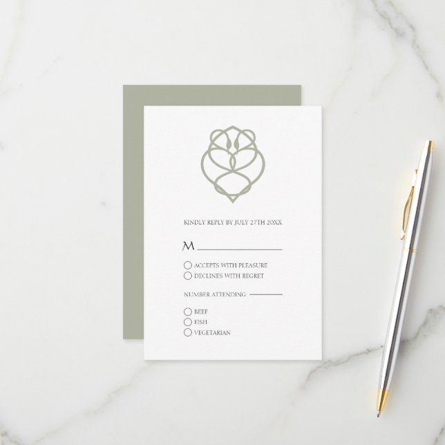 Irish Celtic Swan Liebe Knot Wedding RSVP Card (Vorderseite/Rückseite Beispiel)