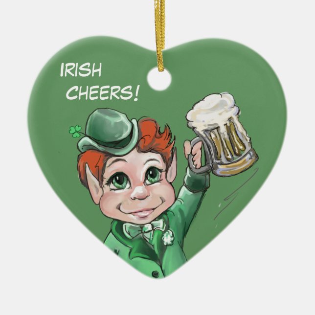 Irish Cheers! Portrait Heart Ornament (Vorne)