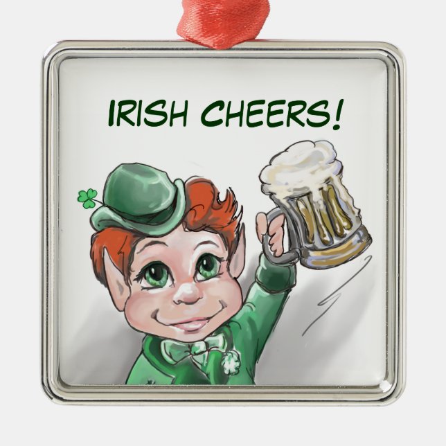 Irish Cheers! Portrait Premium Square Ornament (Vorne)
