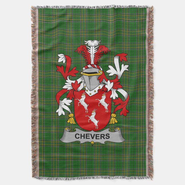 Irish Chevers Coat of Arms Familienwappen Irland Decke (Vorderseite Vertikal)