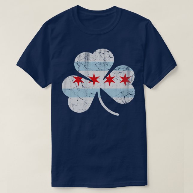 Irish Chicago Flag Kleeblatt St Patricks Day T-Shirt (Design vorne)
