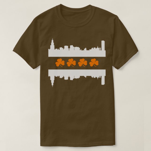Irish Chicago Skyline Flag T-Shirt (Design vorne)