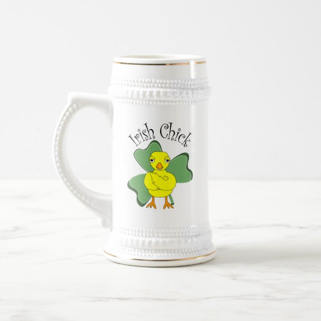 Irish Chick Text Kleeblatt Bierglas (Links)