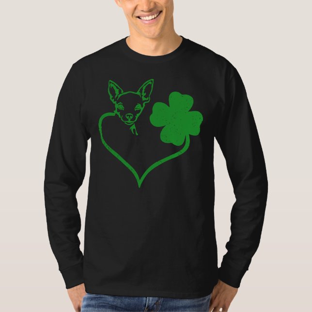 Irish Chihuahua Face Kleeblatt St Patricks Day Dog T-Shirt (Vorderseite)