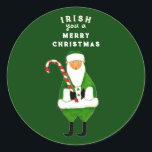 Irish Christmas Classic Round Sticker<br><div class="desc">Irish Santa Ferien Geschenksticker,  Gastgeschenk Labels und Umschlag Aufkleber mit lustigen Weihnachtswünschen.</div>
