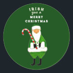 Irish Christmas Classic Round Sticker<br><div class="desc">Irish Santa Ferien Geschenksticker,  Gastgeschenk Labels und Umschlag Aufkleber mit lustigen Weihnachtswünschen.</div>