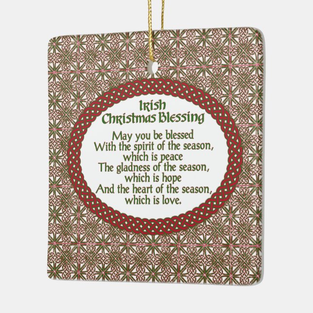 Irish Christmas Segen, Red Green Celtic Holiday Keramikornament (Links)
