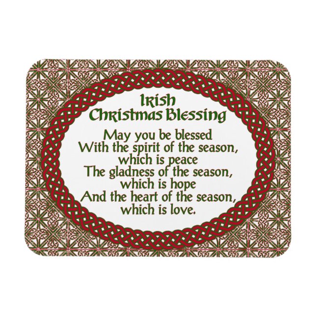 Irish Christmas Segen, Red Green Celtic Holiday Magnet (Horizontal)