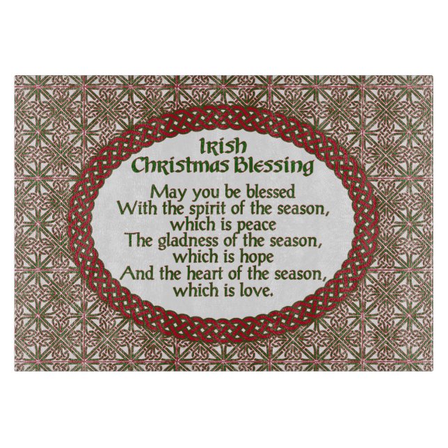 Irish Christmas Segen, Red Green Celtic Holiday Schneidebrett (Vorderseite)