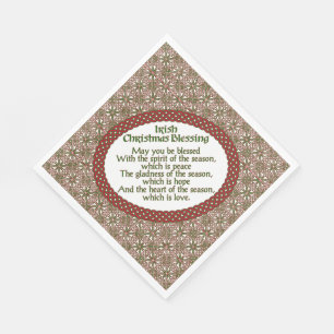 Irish Christmas Segen, Red Green Celtic Holiday Serviette