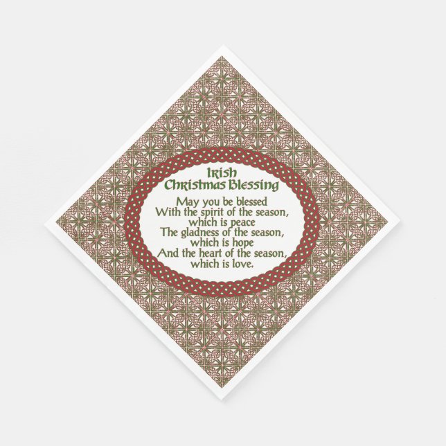 Irish Christmas Segen, Red Green Celtic Holiday Serviette (Ecke)