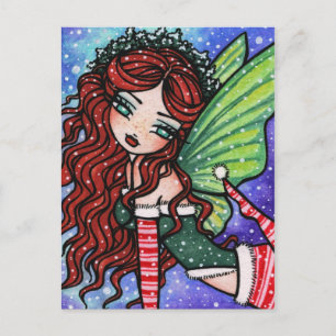 Irish Christmas Winter Snowflake Fairy Fantasy Gir Feiertagspostkarte