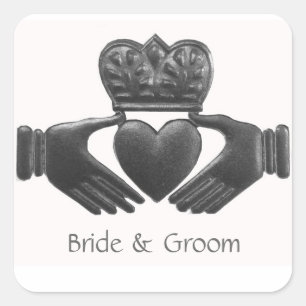Irish Claddagh Herz-Liebe Symbol Quadratischer Aufkleber