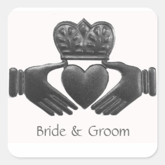 Irish Claddagh Herz-Liebe Symbol Quadratischer Aufkleber