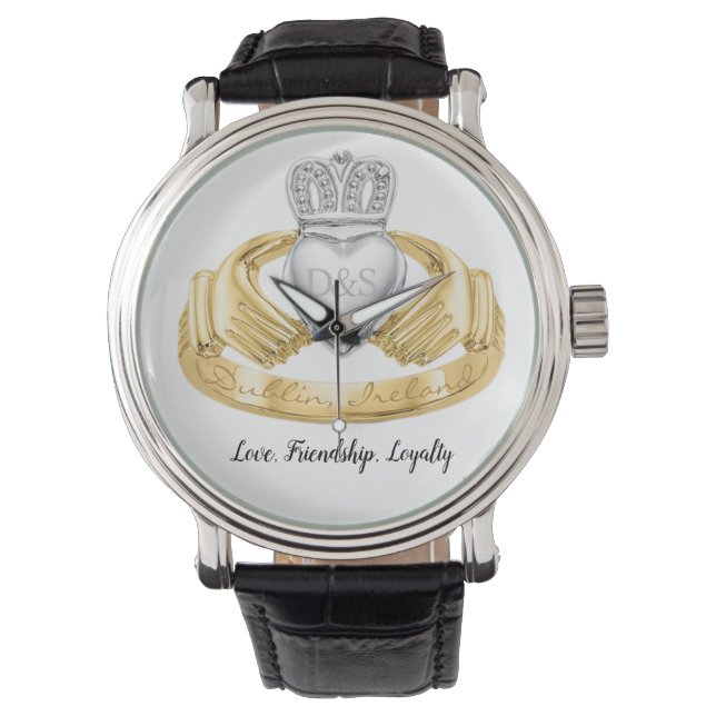 Irish Claddagh Liebe Ring Armbanduhr (Vorderseite)