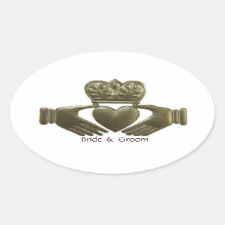 Irish Claddagh Oval Gold Wedding Siegel Ovaler Aufkleber