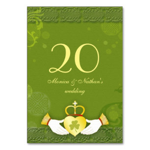 Irish Claddagh Ring Green Wedding Tischnummern