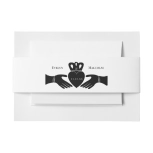 Irish Claddagh Ring Simple Black and White Wedding Einladungsbanderole