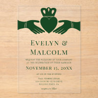 Irish Claddagh Ring Simple Graphic Green Wedding