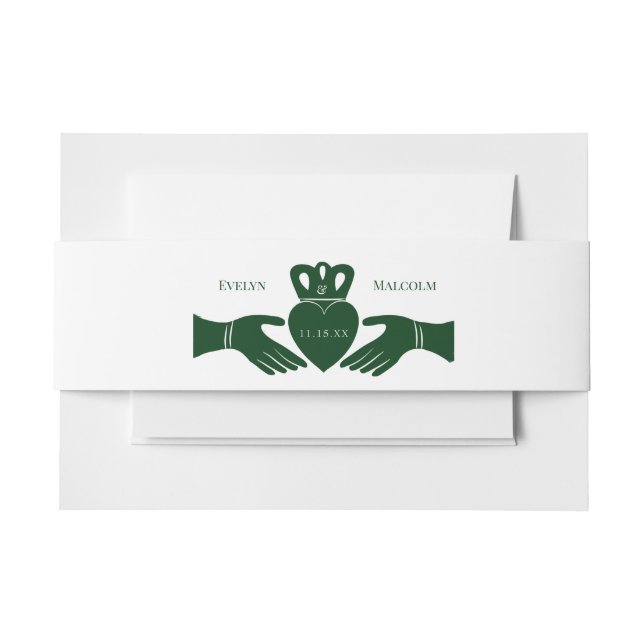 Irish Claddagh Ring Simple Graphic Green Wedding Einladungsbanderole (Vorderseite Beispiel)
