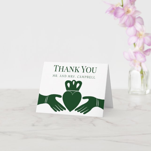 Irish Claddagh Ring Simple Graphic Green Wedding Karte (Orchidee)