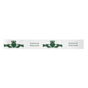 Irish Claddagh Ring Simple Graphic Green Wedding Satinband