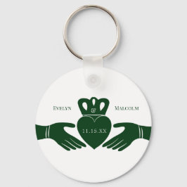 Irish Claddagh Ring Simple Graphic Green Wedding Schlüsselanhänger