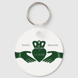 Irish Claddagh Ring Simple Graphic Green Wedding Schlüsselanhänger
