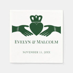 Irish Claddagh Ring Simple Graphic Green Wedding Serviette
