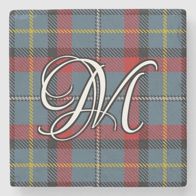Irish Clan MacNamara Tartan Custom Monogram Steinuntersetzer (Vorderseite)