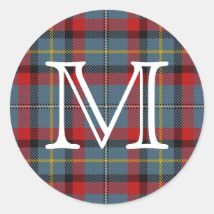 Irish Clan MacNamara Tartan mit Monogram Runder Aufkleber