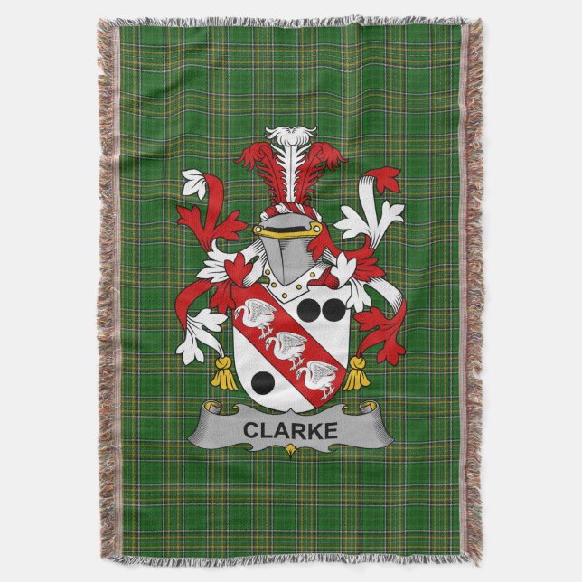 Irish Clarke Coat of Arms Familienwappen Irland Decke (Vorderseite Vertikal)