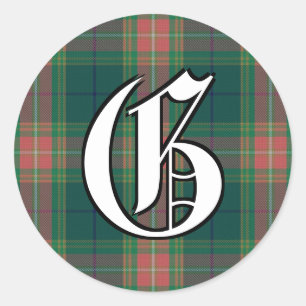 Irish Classic Clan Gallagher Tartan Monogram Runder Aufkleber