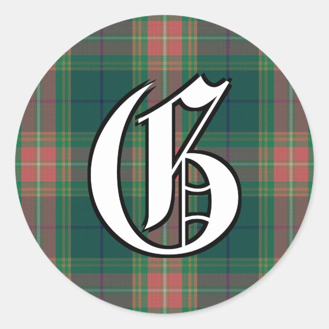 Irish Classic Clan Gallagher Tartan Monogram Runder Aufkleber (Vorderseite)