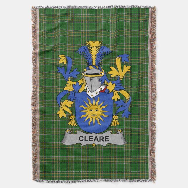Irish Cleare Coat of Arms Familienwappen Irland Decke (Vorderseite Vertikal)