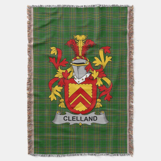 Irish Clelland oder McClelland Coat of Arms Family Decke (Vorderseite Vertikal)