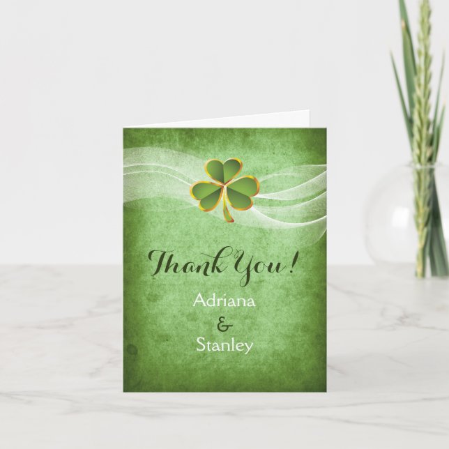 Irish clover and veil wedding Thank you foto Dankeskarte (Vorderseite)