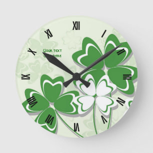  Irish clover shamrock St. Patrick’s Day Runde Wanduhr