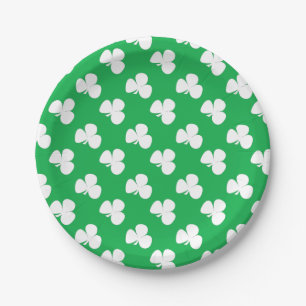 Irish Clover St. Patrick's Day lebhaft grün weiß Pappteller