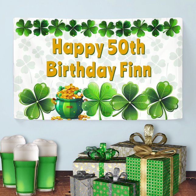 Irish Clovers Custom Birthday Party Banner (Von Creator hochgeladen)