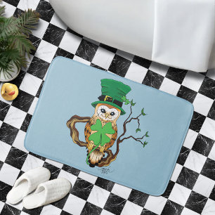 Irish Clovers Owl Green Badematte