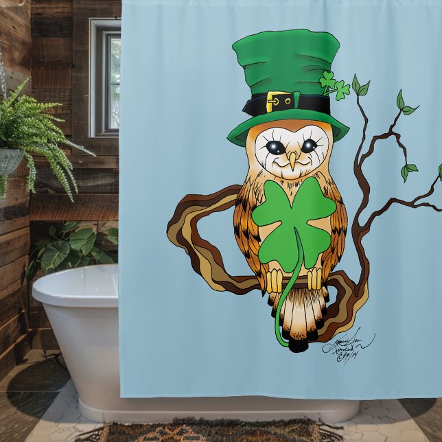Irish Clovers Owl Green Duschvorhang (Von Creator hochgeladen)