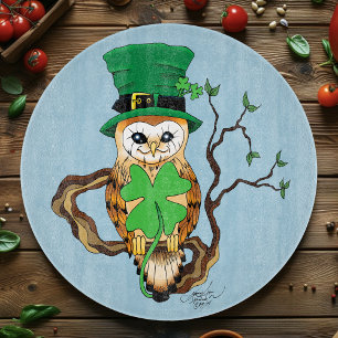 Irish Clovers Owl Green Schneidebrett