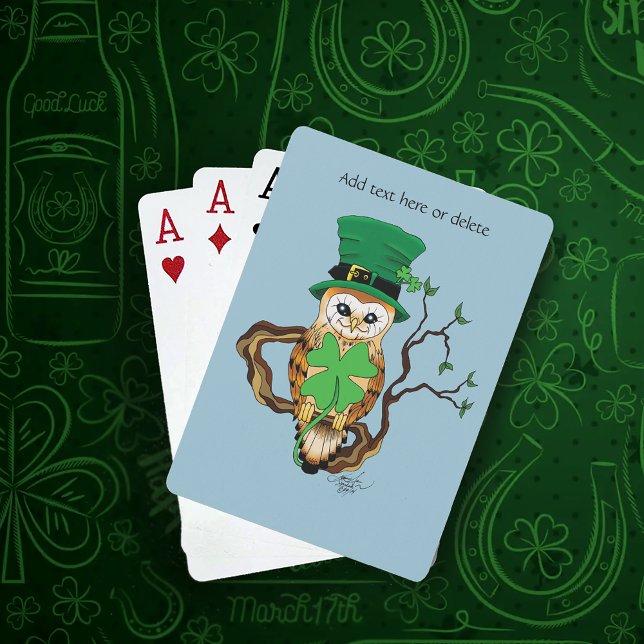 Irish Clovers Owl Green Spielkarten (Von Creator hochgeladen)