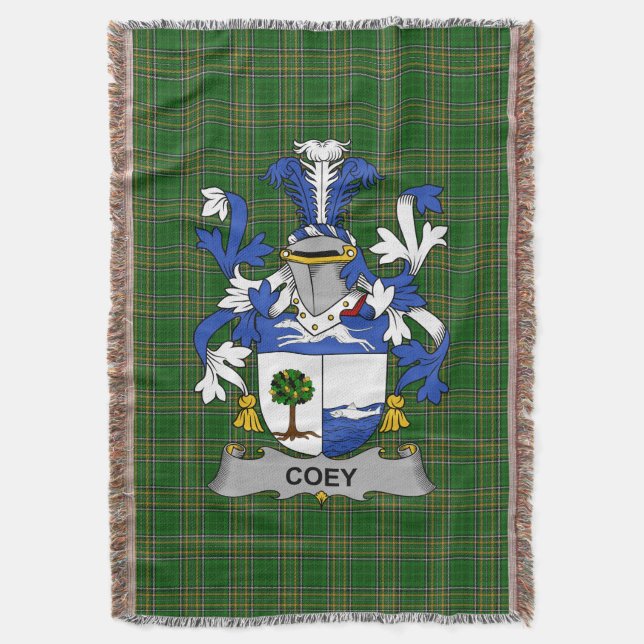 Irish Coey oder McCoey Coat of Arms Familienwappen Decke (Vorderseite Vertikal)