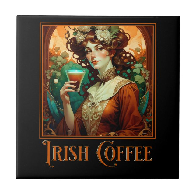 Irish Coffee Art Nouveau Fliese (Vorderseite)