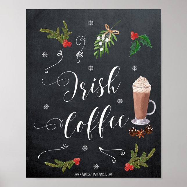 Irish Coffee Bar Winter Weihnachtszeichen Poster (Vorne)