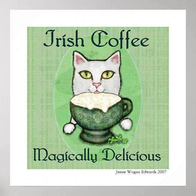 Irish Coffee Cat St. Patrick's Day Art Print Poster (Vorne)